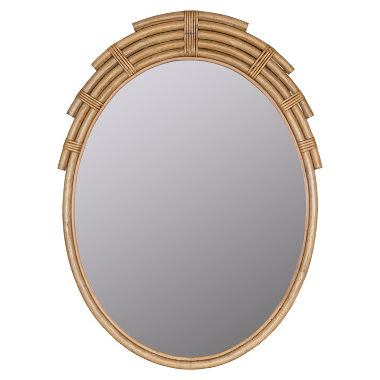 Bohemian Oval Rattan-Wood Wall Mirror