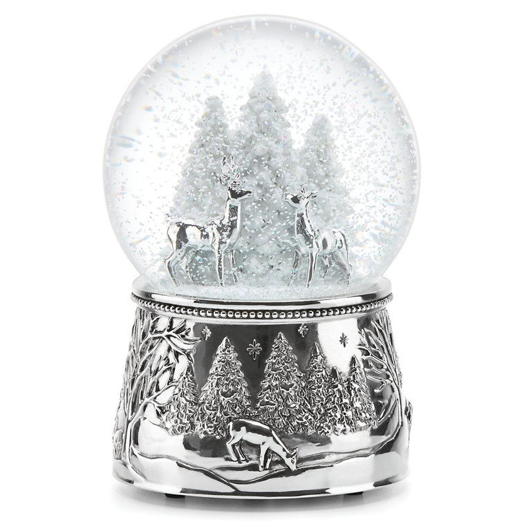 Silverplate North Pole Bound Christmas Snow Globe with Reindeer