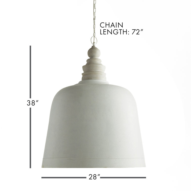 Claudette White and Gold 38" Dome Pendant Light