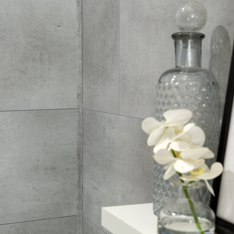 Palisade Frost Nickel Interlocking Vinyl Tile Shower Kit