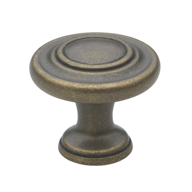 Antique Brass Distressed Round Mushroom Cabinet Knob