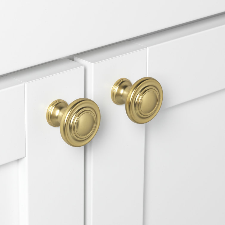 Polished Brass Round Cabinet Knobs with Mounting Hardware, 1.25 in, Pack of 10