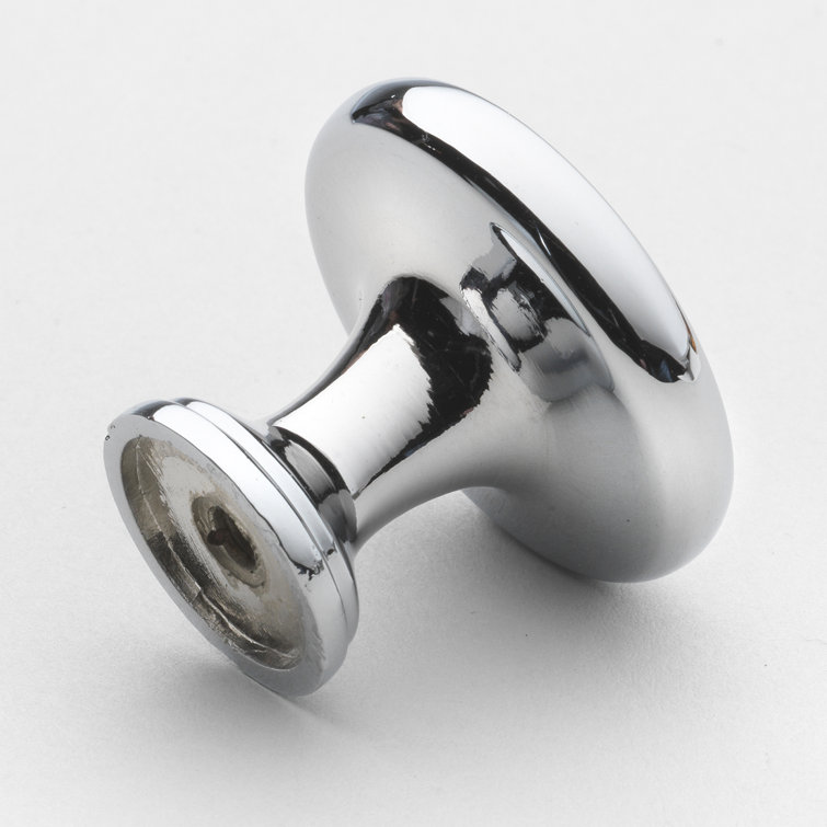 Polished Chrome Round Cabinet Knob with Mounting Hardware