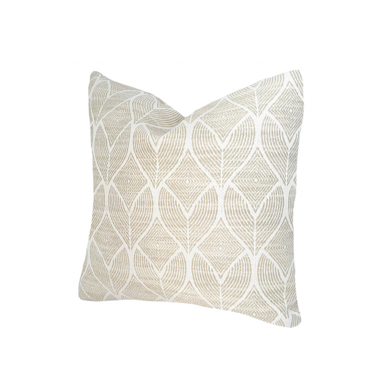 Beige 20" Square Indoor/Outdoor Throw Pillow