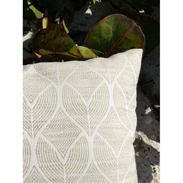 Beige Rectangular Acrylic Lumbar Outdoor Pillow