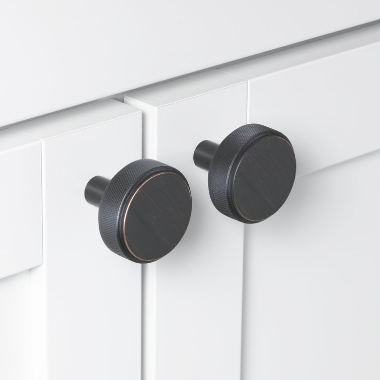 Oil Rubbed Bronze Round Knurled Cabinet Knob with Mounting Hardware