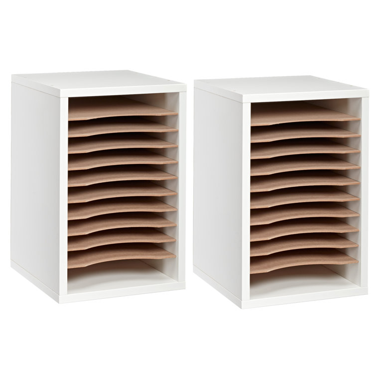 White MDF 11-Compartment Vertical Paper Sorter, 2-Pack