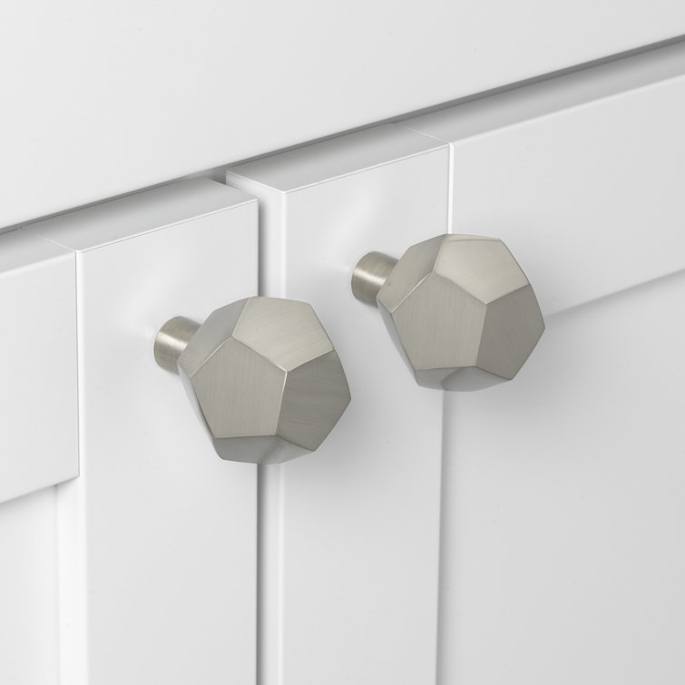 1.5" Brushed Nickel Faceted Round Cabinet Knob Multipack