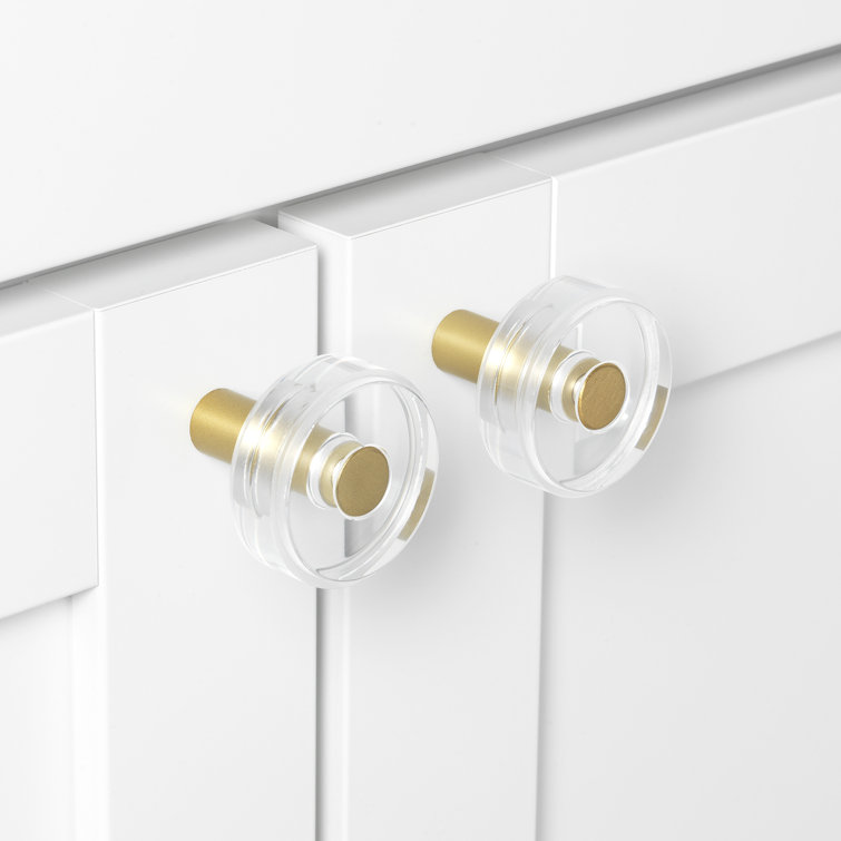 1.5" Round Satin Gold Acrylic Cabinet Knobs