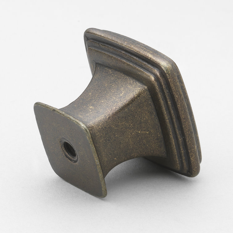 Antique Brass Square Cabinet Knob Multipack with Mounting Hardware
