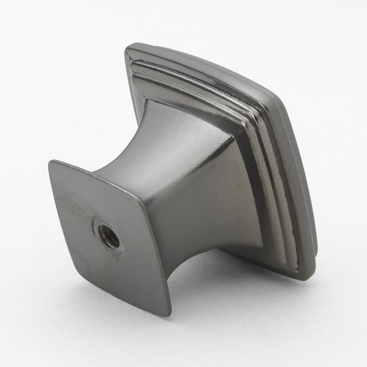 Satin Pewter Square Cabinet Knob with Mounting Hardware
