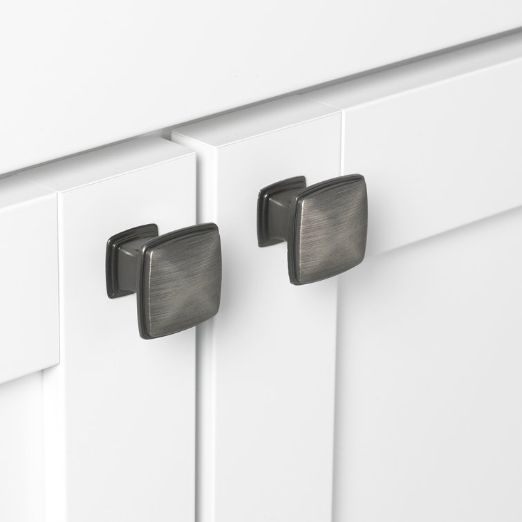 Satin Pewter Square Cabinet Knob with Mounting Hardware