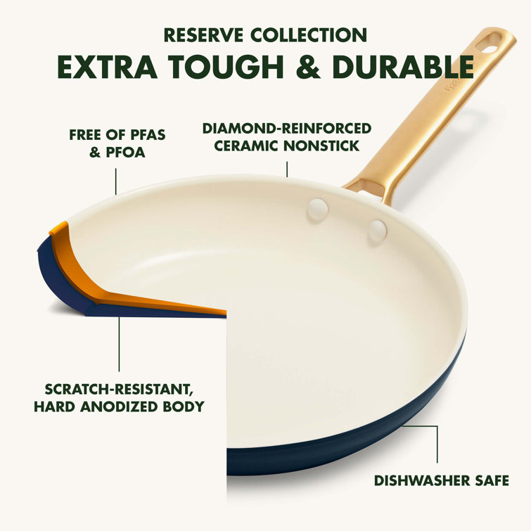 Twilight Blue and Cream Ceramic Nonstick 2-Piece Frying Pan Set