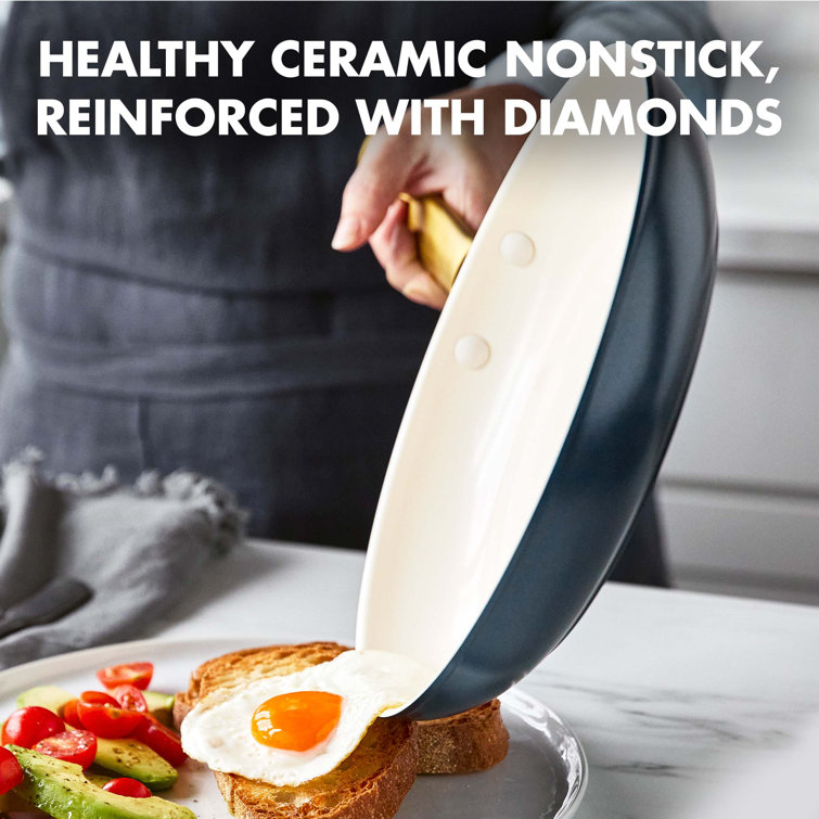 Twilight Blue and Cream Ceramic Nonstick 2-Piece Frying Pan Set