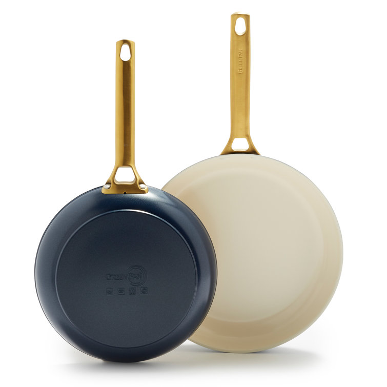 Twilight Blue and Cream Ceramic Nonstick 2-Piece Frying Pan Set