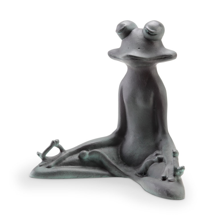 Verdigris Green Aluminum Yoga Frog Garden Sculpture 12 Inches High