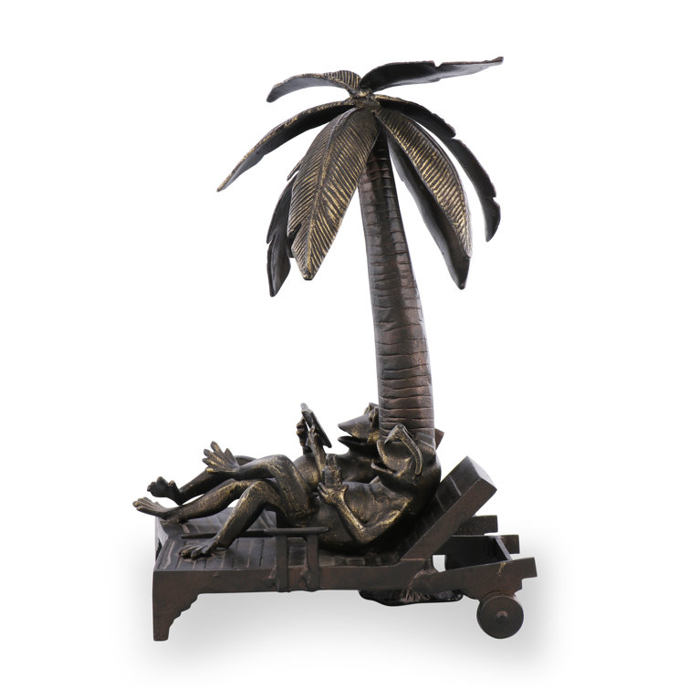 Aged Bronze Frog Couple Vacation Garden Sculpture