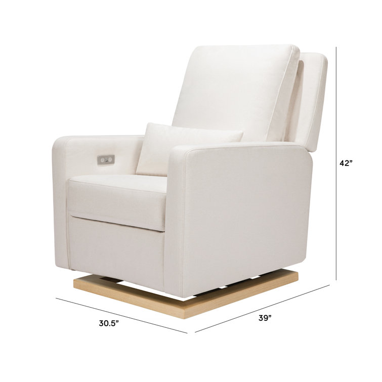 Sigi Minimalist Cream Eco-Weave Glider Recliner with Light Wood Base