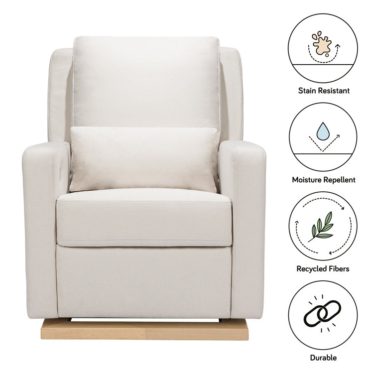Sigi Minimalist Cream Eco-Weave Glider Recliner with Light Wood Base