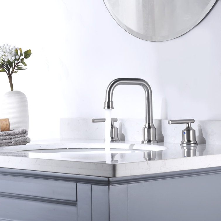Brushed Nickel Widespread 2-Handle Bathroom Faucet with Drain Assembly