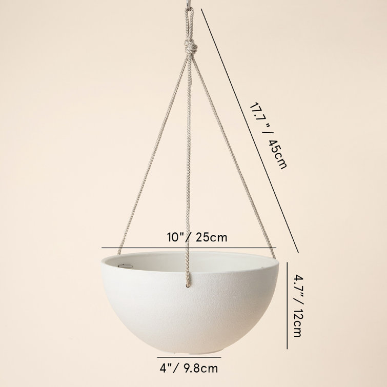 White Honeycomb 10" Hanging Planters with Nylon Rope, Set of 2