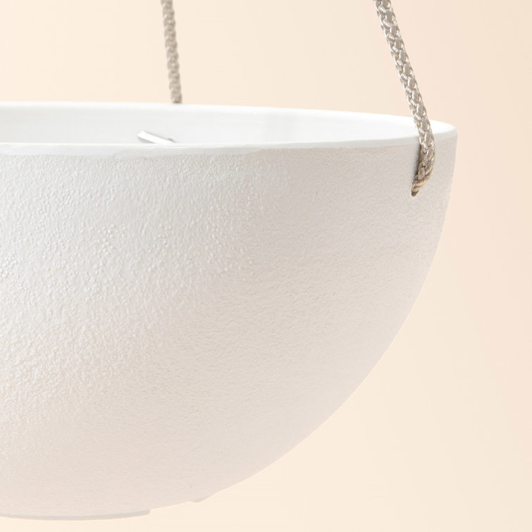 White Honeycomb 10" Hanging Planters with Nylon Rope, Set of 2