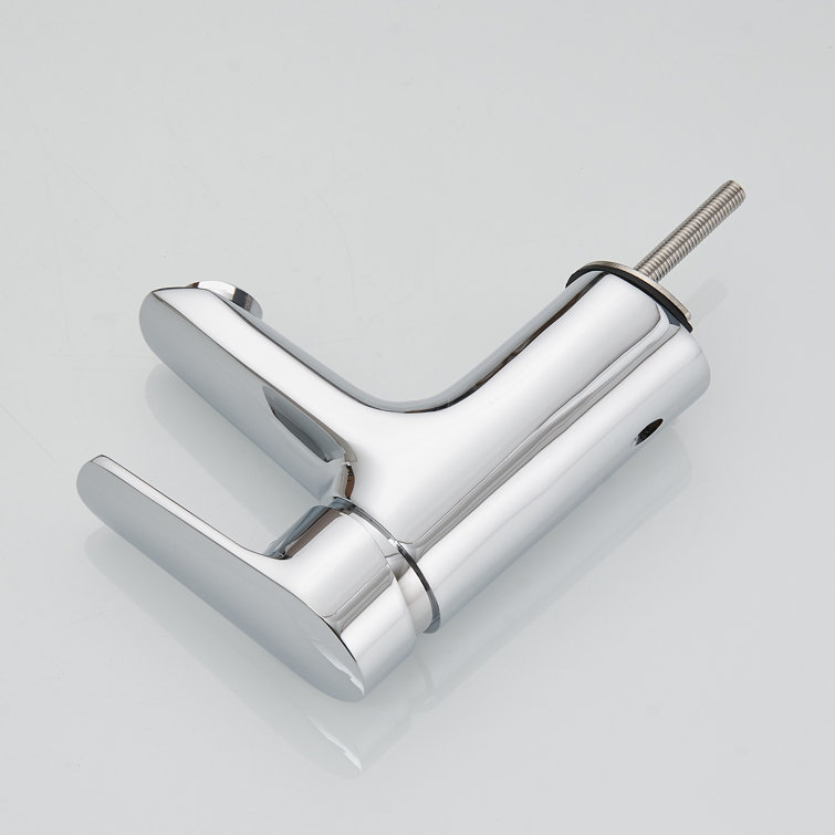 Polished Chrome Single Hole 1-Handle Bathroom Faucet with Deck Plate