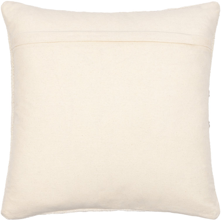 22'' x 22'' Beige and Brown Wool Embroidered Throw Pillow