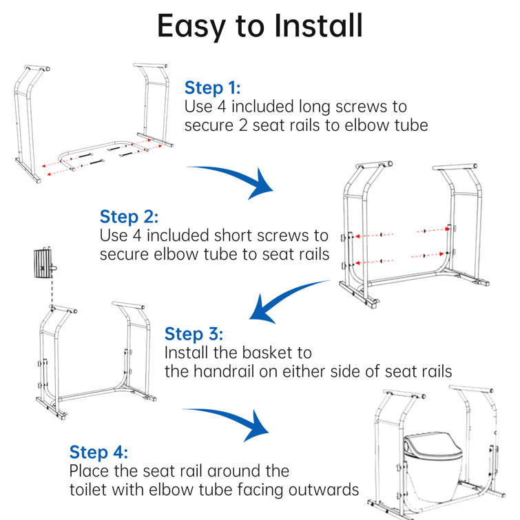 White Metal Toilet Safety Frame with Padded Handles