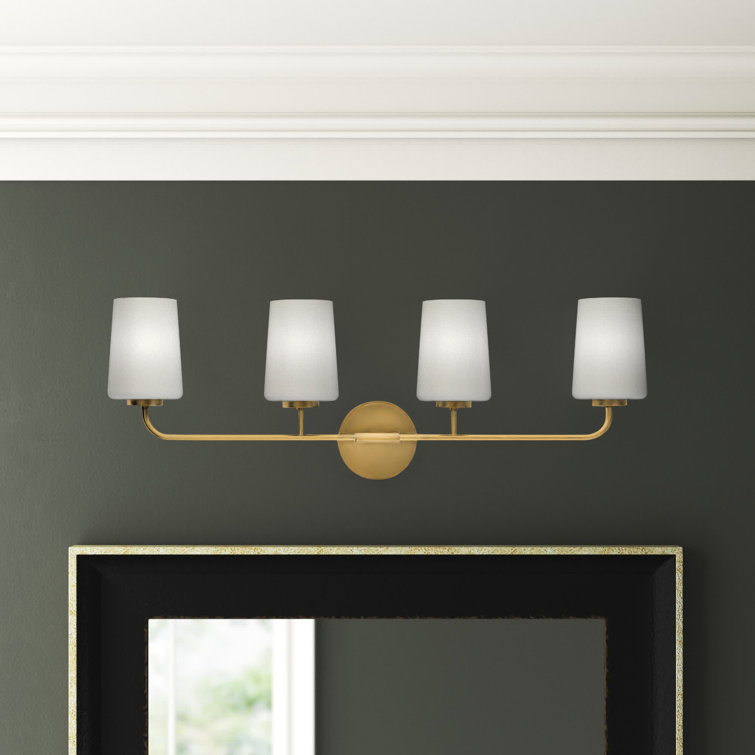 Heritage Brass 4-Light Vanity with Etched Opal Shades
