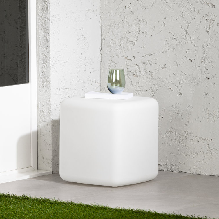 Dalya 16'' White Polyethylene Resin Outdoor Side Table