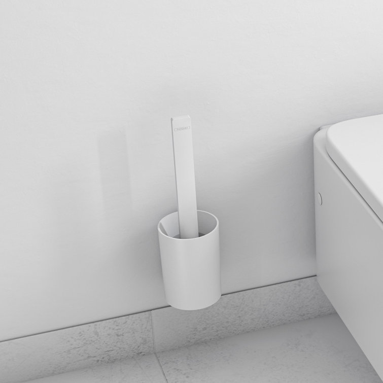 Modern White Wall-Mounted Toilet Brush Holder