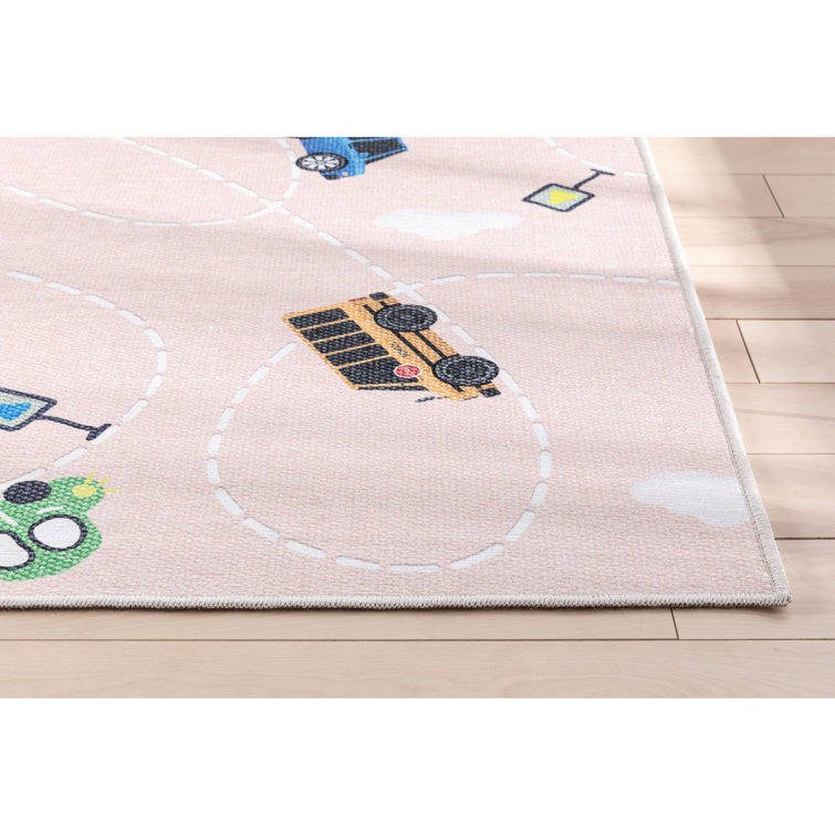 Blush Spot 6' x 9' Kids Flat Woven Cotton-Chenille Rug