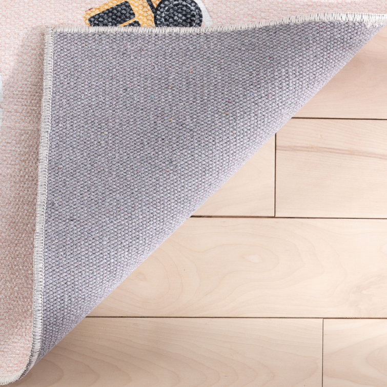 Blush Traffic Pattern Kids Washable Chenille Area Rug