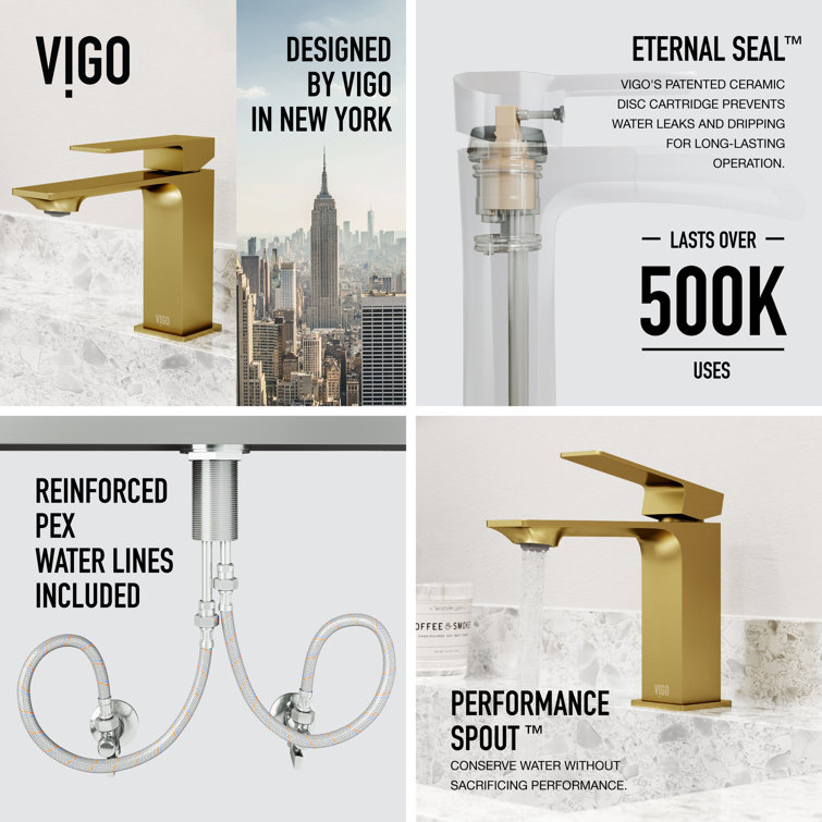 Dunn Matte Brushed Gold Single-Handle High-Spout Bathroom Faucet