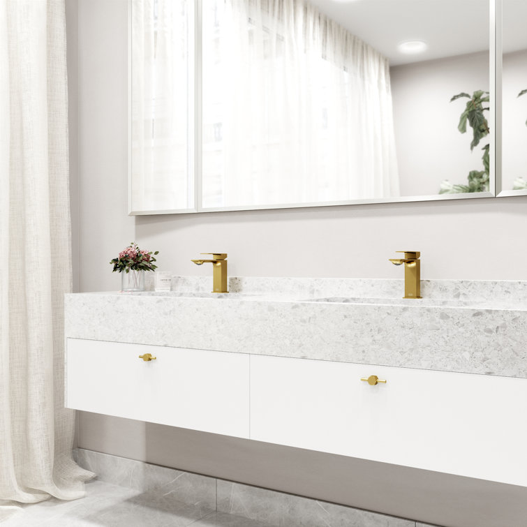 Dunn Matte Brushed Gold Single-Handle High-Spout Bathroom Faucet