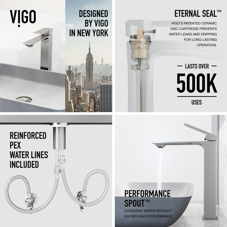 Dunn Brushed Nickel Tall Vessel Bathroom Faucet