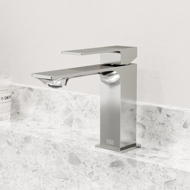 Dunn Chrome Rectangular High-Spout Single-Handle Bathroom Faucet