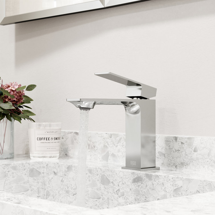 Dunn Chrome Rectangular High-Spout Single-Handle Bathroom Faucet