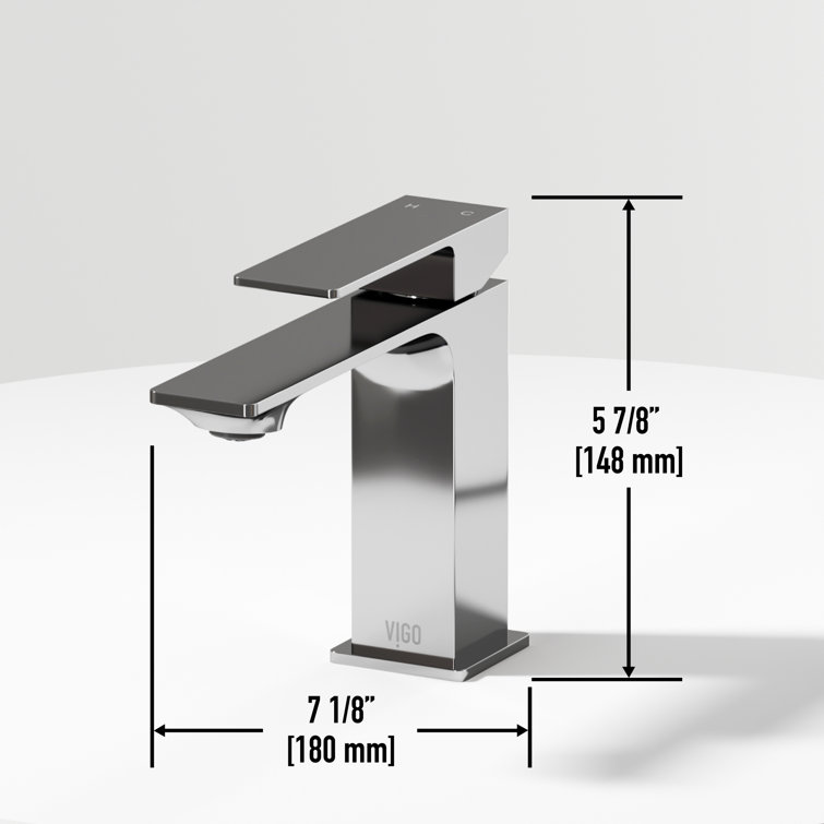 Dunn Chrome Rectangular High-Spout Single-Handle Bathroom Faucet
