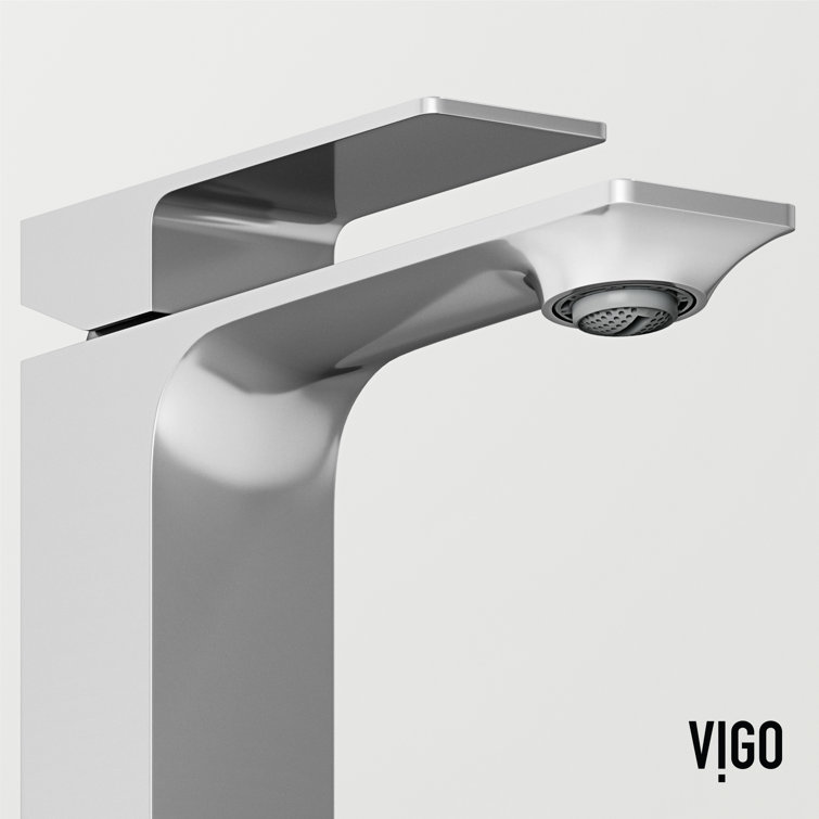 Dunn Chrome Rectangular High-Spout Single-Handle Bathroom Faucet