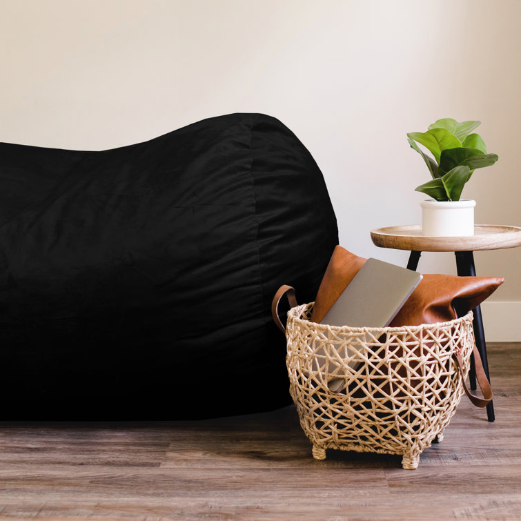 Black Plush Extra Large Memory Foam Bean Bag Sofa with Removable Cover