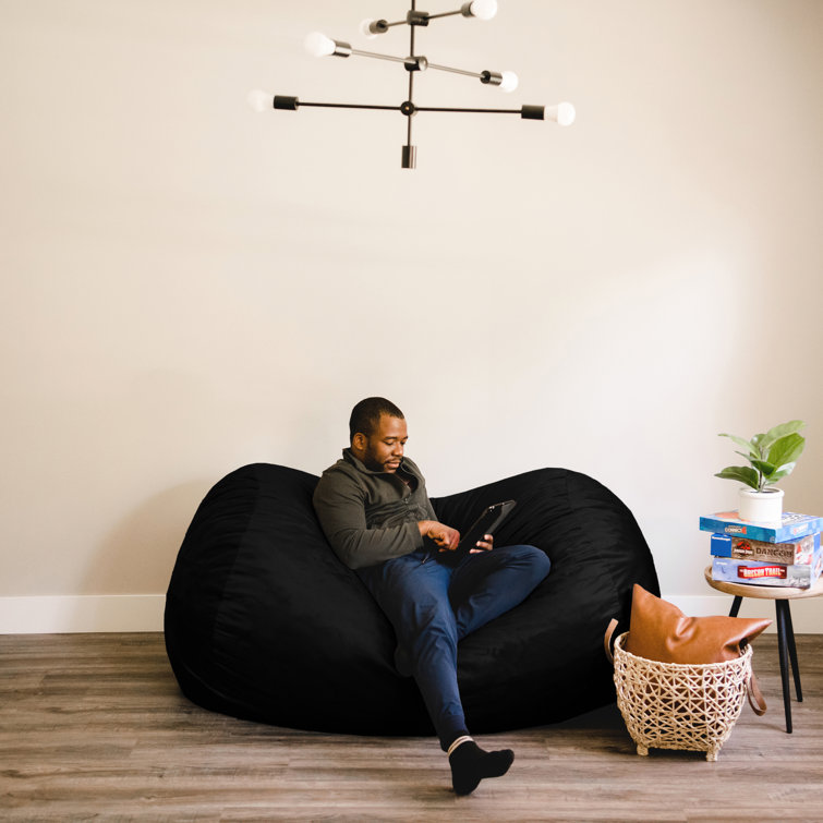 Black Plush Extra Large Memory Foam Bean Bag Sofa with Removable Cover