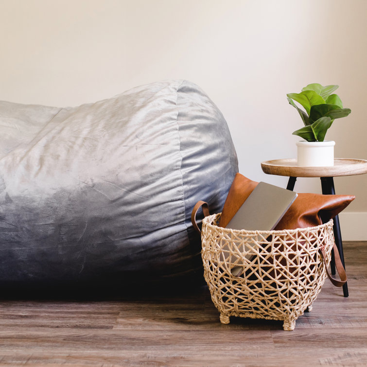 Gray Plush Extra Large Foam Bean Bag Sofa with Removable Cover