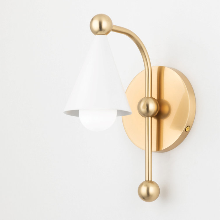 Aged Brass and Soft White Metal Plug-In Wall Sconce