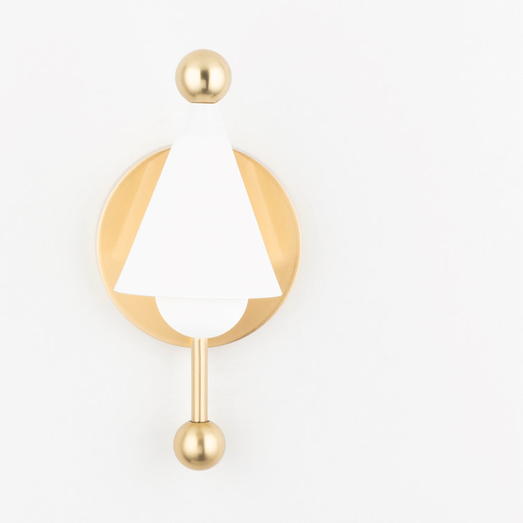 Aged Brass and Soft White Metal Plug-In Wall Sconce