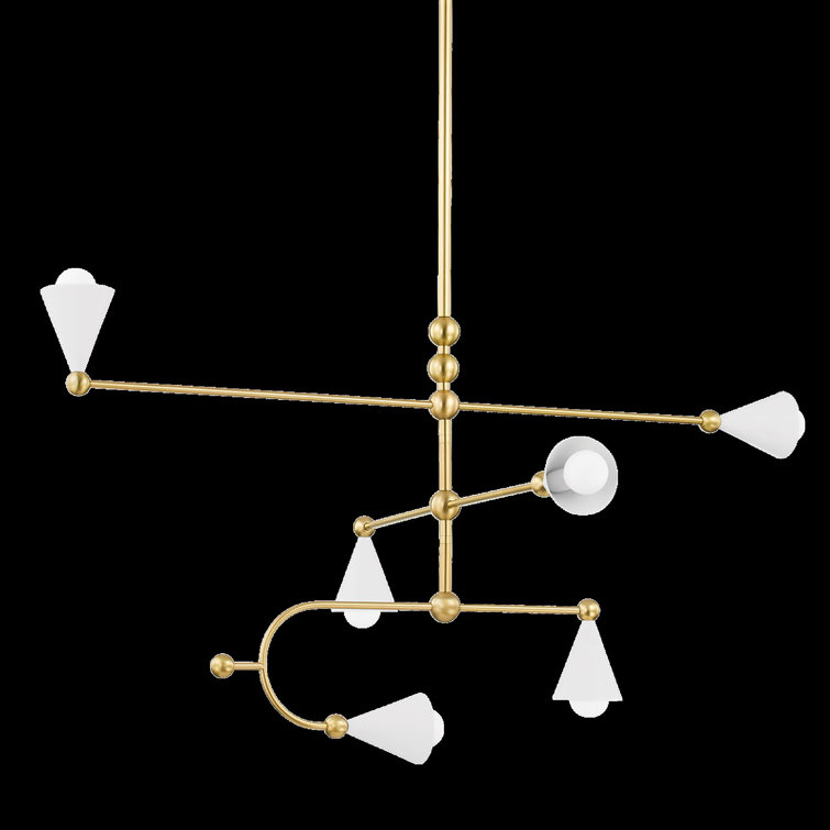 Hikari Aged Brass and Soft White 6-Light Sputnik Chandelier