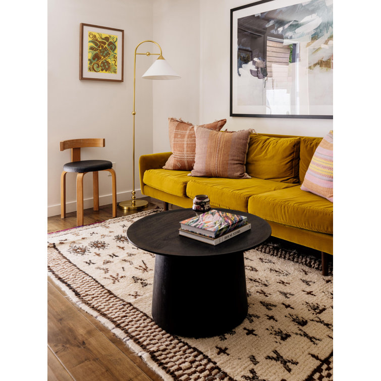 Talise Aged Brass Arc Floor Lamp with White Linen Shade