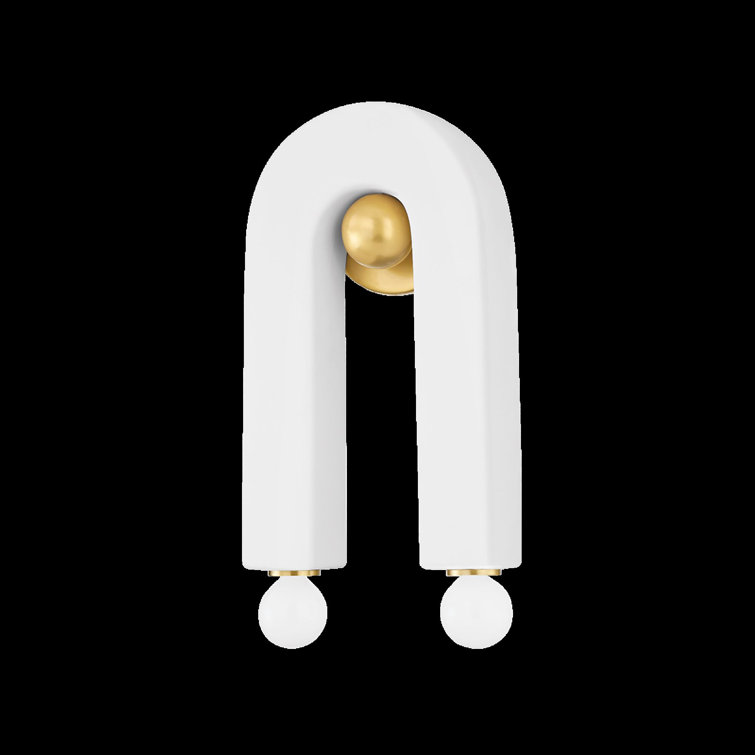 Roshani Aged Brass and Ceramic 2-Light Plug-In Wall Sconce