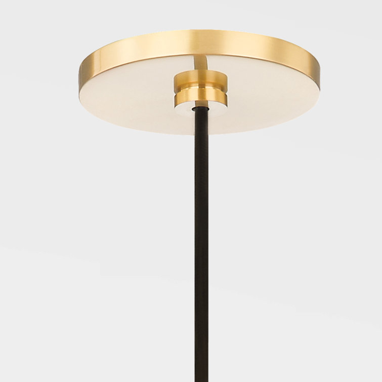 Elegant Scalloped Edge Linen & Aged Brass 20" Pendant Light